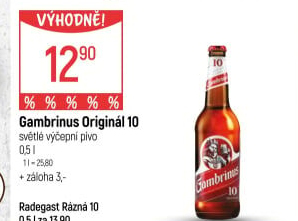 Pivo světlé výčepní Originál 10° Gambrinus