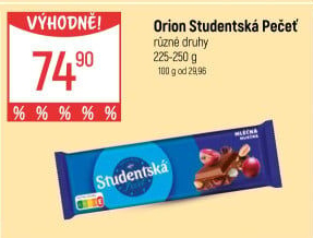 Čokoláda Studentská pečeť Orion