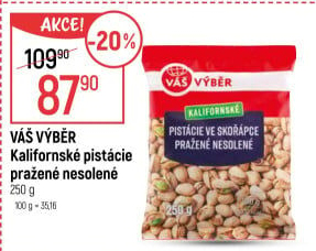 Pistácie pražené kalifornské Váš Výběr