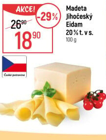 Sýr Eidam Jihočeský 20% Madeta