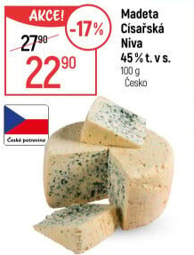 Sýr Niva Císařská 45 % Madeta