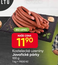 Párky javořické Kostelecké uzeniny
