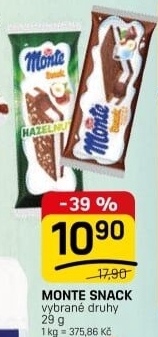 Dezert mléčný Monte Snack Zott