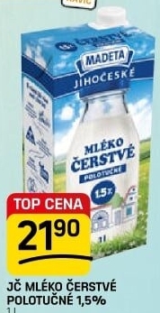 Mléko čerstvé lahodné Jihočeské Madeta - 1,5% polotučné