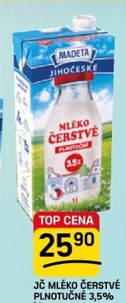 Mléko čerstvé lahodné Jihočeské Madeta - 3,5% plnotučné