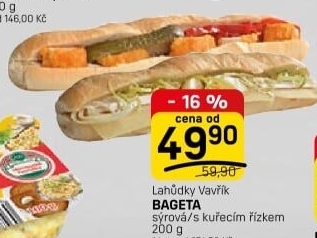 Obložená bageta Lahůdky Vavřík