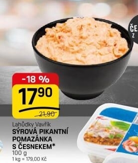 Pomazánka sýrová pikantní s česnekem Lahůdky Vavřík