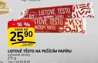 Těsto listové rozválené Lef
