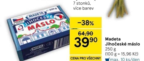 Máslo Jihočeské Madeta