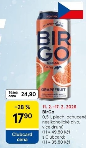 Nealkoholické pivo ochucené Birgo