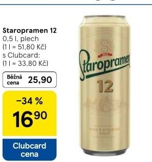 Pivo světlý ležák 12° Staropramen