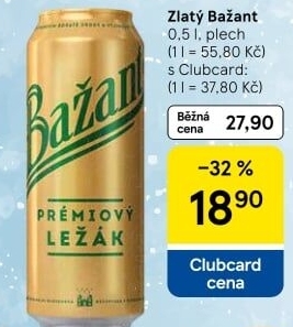 Pivo světlý ležák 12° Zlatý Bažant