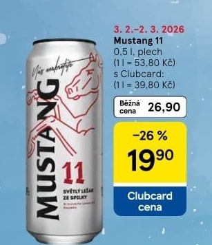 Pivo světlý ležák Mustang 11° Ostravar
