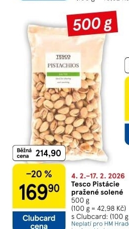 Pražené pistácie Tesco