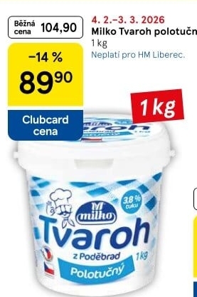 Tvaroh polotučný z Poděbrad Milko