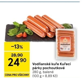 Párky kuřecí pochoutkové Vodňanské kuře