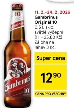 Pivo světlé výčepní Originál 10° Gambrinus