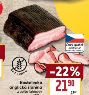 Anglická slanina kostelecká Kostelecké uzeniny