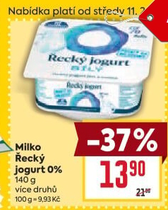 Ochucený jogurt řecký 0% Milko