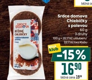 Rýžové chlebíčky polomáčené Srdce Domova