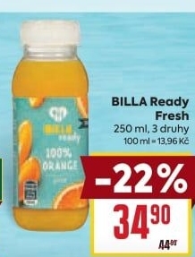 Šťávy Fresh 100 % Ready Billa
