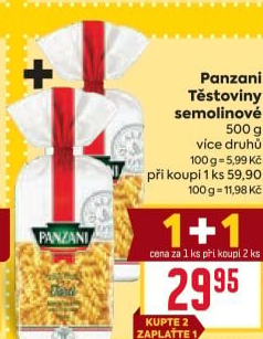 Těstoviny Panzani - BILLA akcniletaky.com