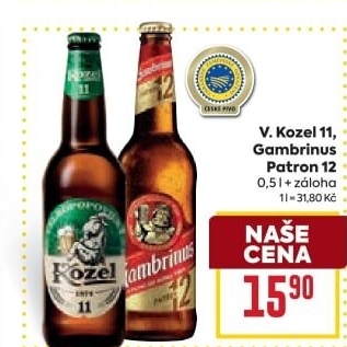 Pivo světlý ležák 11° Medium Velkopopovický Kozel