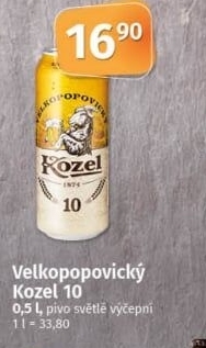Pivo světlé výčepní 10°Velkopopovický Kozel