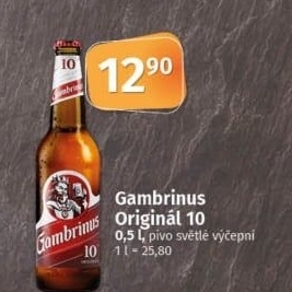 Pivo světlé výčepní Originál 10° Gambrinus