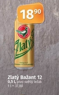 Pivo světlý ležák 12° Zlatý Bažant