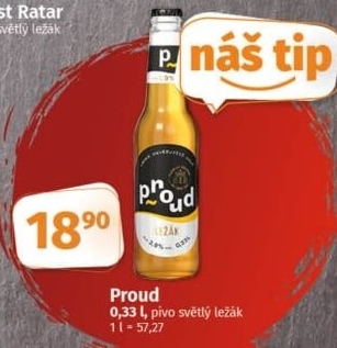 Pivo světlý ležák Proud
