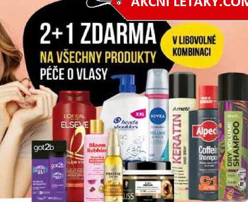 Akce 2+1 zdarma na všechny produkty péče o vlasy v libovolné kombinaci