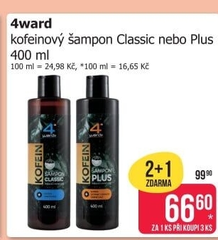 Šampon kofeinový 4ward