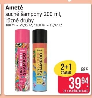 Suchý šampon Ameté