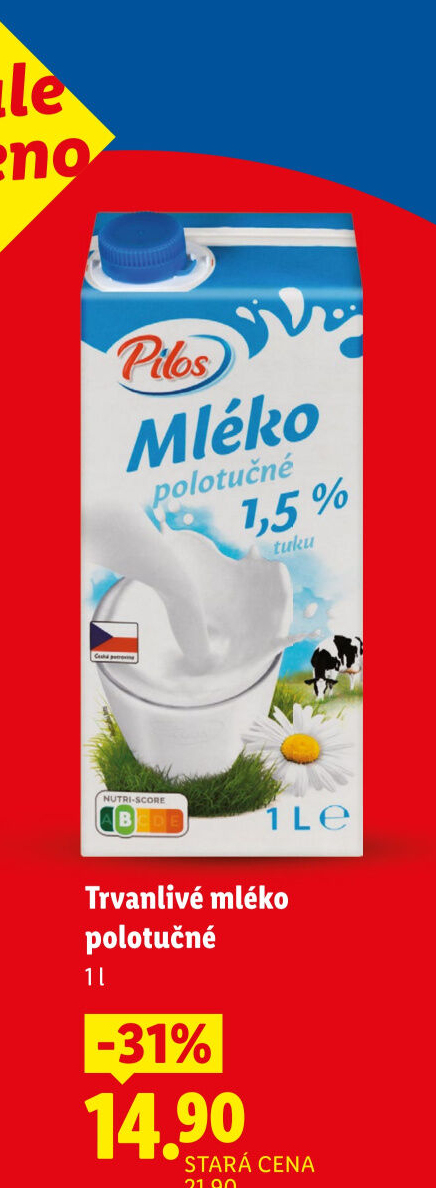 Mléko trvanlivé Pilos - 1,5% polotučné