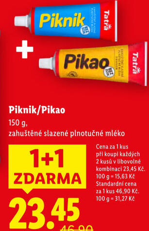 Mléko kondenzované Piknik Tatra