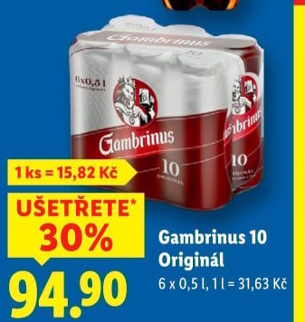 Pivo světlé výčepní Originál 10° Gambrinus
