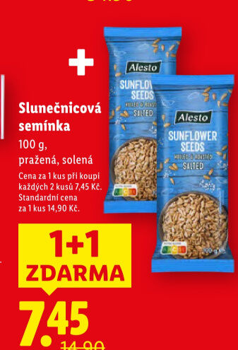 Slunečnicová semínka pražená Alesto