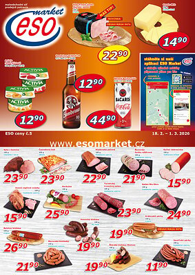 akční leták ESO MARKET 18.2.2026-1.3.2026