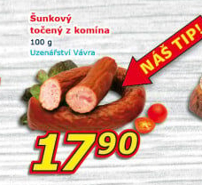 Salám šunkový točený z komína Uzenářství Vávra