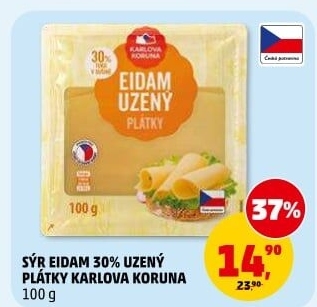 Sýr Eidam uzený 30% Karlova Koruna