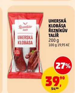 Uherská klobása Řezníkův talíř