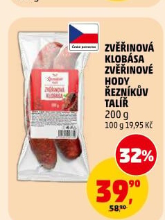 Zvěřinová klobása Řezníkův Talíř