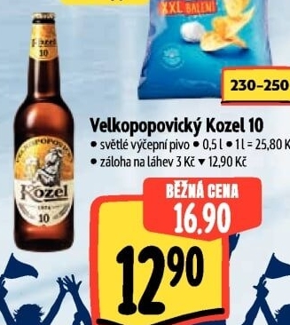 Pivo světlé výčepní 10°Velkopopovický Kozel