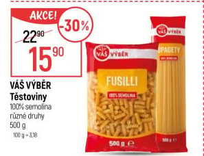 Těstoviny semolinové Váš Výběr