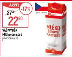 Mléko čerstvé Váš Výběr - 3,5% plnotučné