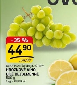 Hrozny bílé bezsemenné