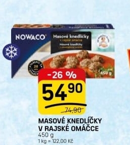 Knedlíčky masové v rajské omáčce mražené Dobroty babičky Kláry