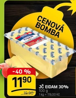 Sýr Eidam Jihočeský 30% Madeta