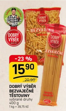 Těstoviny bezvaječné Dobrý Výběr